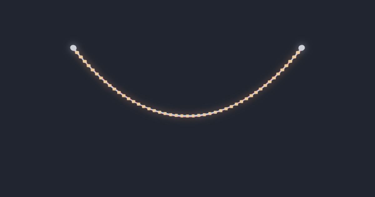 The hanging chain (catenary) simulation running in the browser