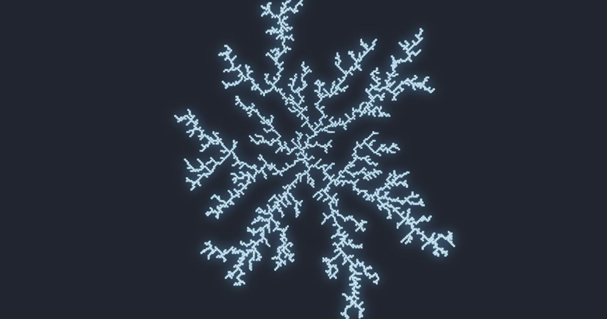 Diffusion-limited aggregation simulation running in the browser