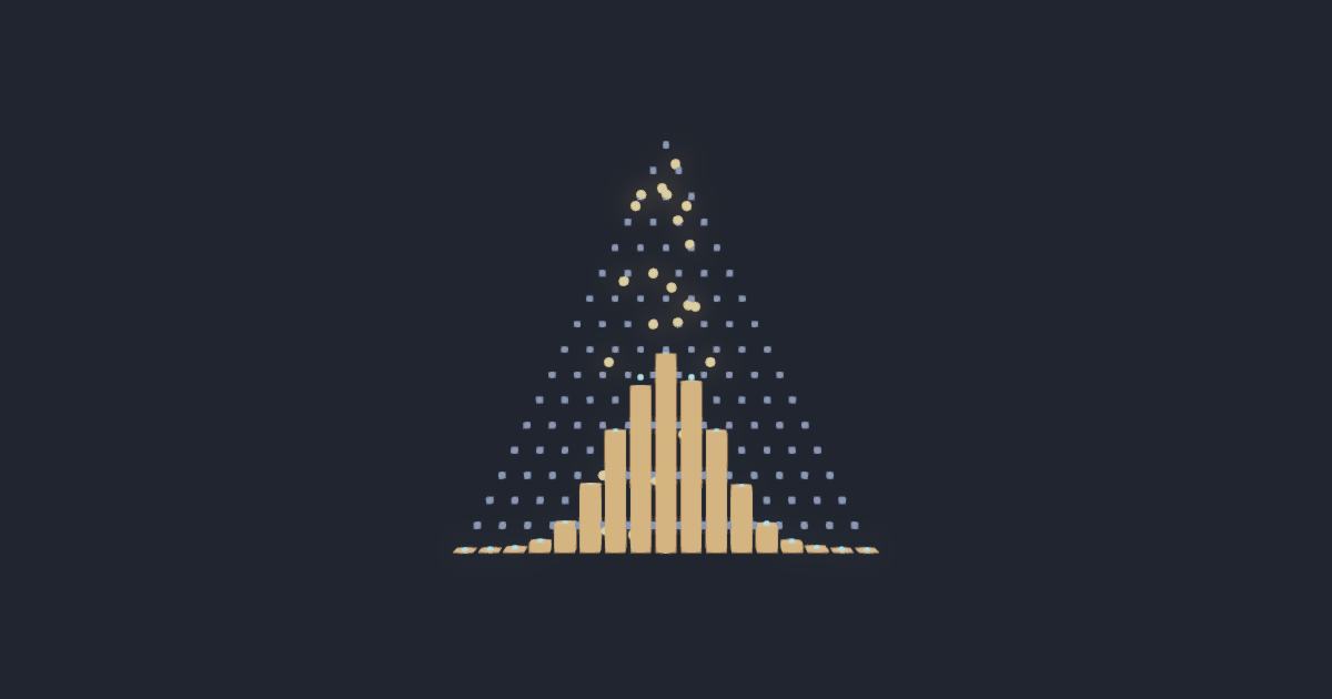 Galton board · Central Limit Theorem simulation running in the browser