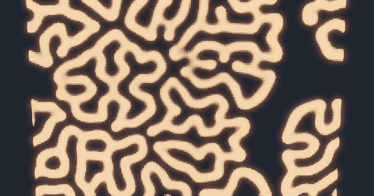 Reaction–diffusion scale selection simulation running in the browser